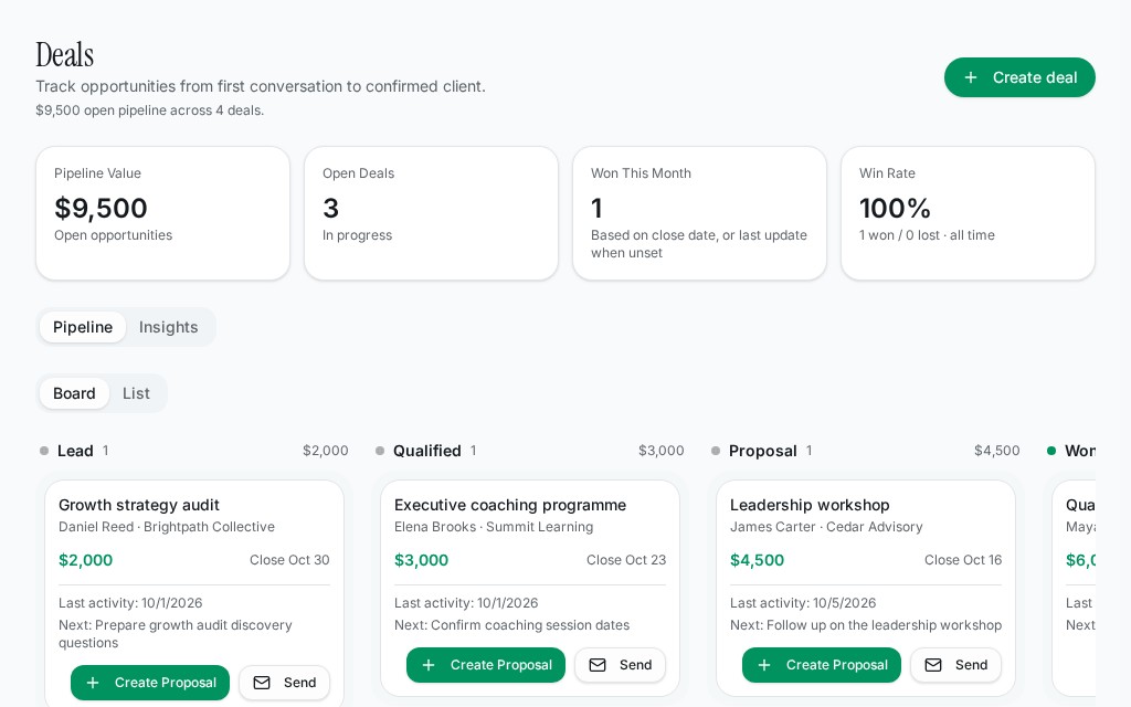 Verra Deals workspace with hypothetical sample data